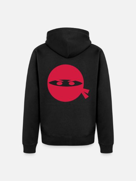 Ninja Kopf - Unisex Premium Bio Zip Hoodie - Schwarz