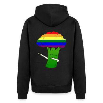 LGBT Broccoli - Unisex Premium Bio Zip Hoodie - Schwarz - Hinten - Nico (187cm)