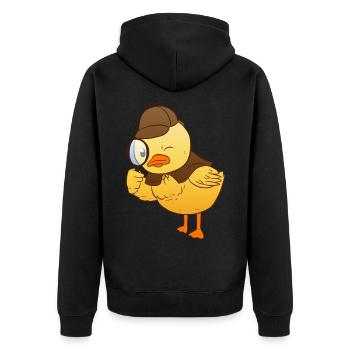 Detective Duck - Unisex Premium Bio Zip Hoodie - Schwarz - Hinten - Nico (187cm)