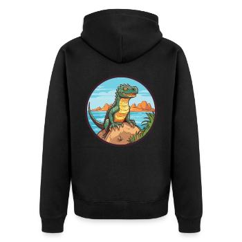 Basilisk Aquarell Cartoon Kawaii Clipart Tier - Unisex Premium Bio Zip Hoodie - Schwarz - Hinten - Nico (187cm)