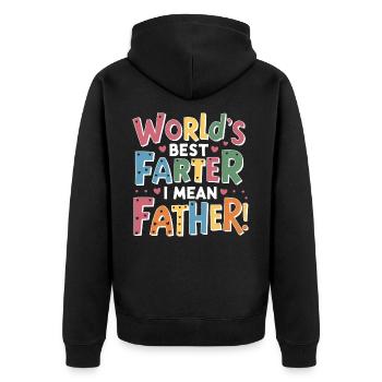 Der beste Vater der Welt, ich meine Vater! - Unisex Premium Bio Zip Hoodie - Schwarz - Hinten - Nico (187cm)