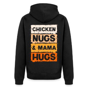 Hähnchen Nuggets und Mama Umarmungen Hähnchen Nugg - Unisex Premium Bio Zip Hoodie - Schwarz - Hinten - Nico (187cm)