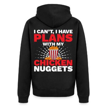 Ich kann nicht Ich habe Pläne mit meinen Chicken N - Unisex Premium Bio Zip Hoodie - Schwarz - Hinten - Nico (187cm)