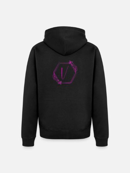 V Blüten Hexagon Design - Unisex Premium Bio Zip Hoodie - Schwarz