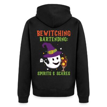 Verhexendes Bartending: Geister & Schreckgespenste - Unisex Premium Bio Zip Hoodie - Schwarz - Hinten - Nico (187cm)