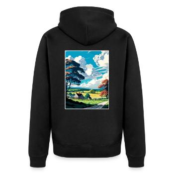 Bucks County Pennsylvania Vintage Reiseposter - Unisex Premium Bio Zip Hoodie - Schwarz - Hinten - Nico (187cm)