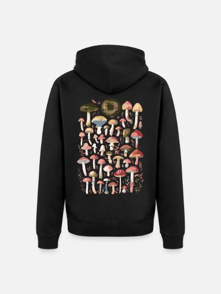 Pilze Waldpilze Pilzsammler - Unisex Premium Bio Zip Hoodie - Schwarz