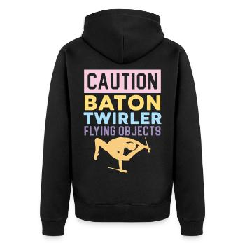 Vorsicht Baton Twirler Fliegende Objekte Baton Twi - Unisex Premium Bio Zip Hoodie - Schwarz - Hinten - Nico (187cm)
