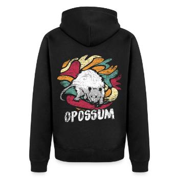 Aufgewecktes Opossum Beuteltier - Unisex Premium Bio Zip Hoodie - Schwarz - Hinten - Nico (187cm)