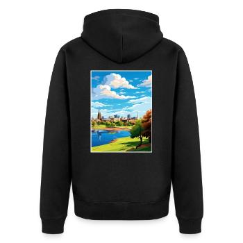 Adelaide Australien Vintage Reiseposter Souvenir - Unisex Premium Bio Zip Hoodie - Schwarz - Hinten - Nico (187cm)