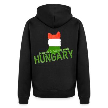 Ungarn Schakal Fuchs - Unisex Premium Bio Zip Hoodie - Schwarz - Hinten - Nico (187cm)