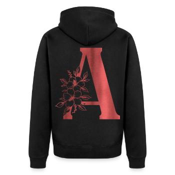 A Monogramm Buchstabe - Unisex Premium Bio Zip Hoodie - Schwarz - Hinten - Nico (187cm)