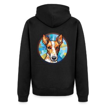 Glatte Foxterrier-Hunderasse buntes Aquarell - Unisex Premium Bio Zip Hoodie - Schwarz - Hinten - Nico (187cm)