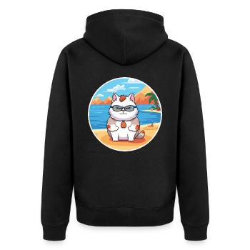Katze Aquarell Karikatur Kawaii Clipart Tier - Unisex Premium Bio Zip Hoodie - Schwarz - Hinten - Nico (187cm)