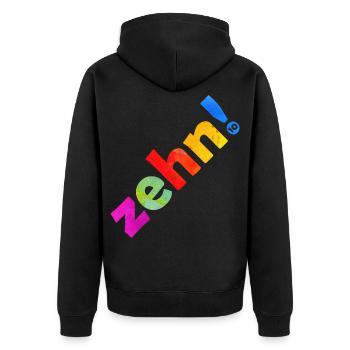 ZEHN 10 JAHRE 10. GEBURTSTAG - Unisex Premium Bio Zip Hoodie - Schwarz - Hinten - Nico (187cm)