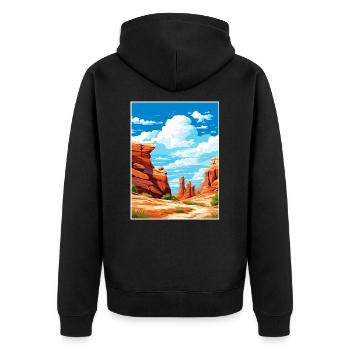 Große Treppe Utah Wüste Vintage Reiseposter - Unisex Premium Bio Zip Hoodie - Schwarz - Hinten - Nico (187cm)