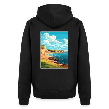Valdes Halbinsel Argentinien Vintage Reiseposter - Unisex Premium Bio Zip Hoodie - Schwarz - Hinten - Nico (187cm)