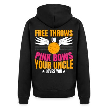 Freiwürfe oder rosa Schleifen Dein Onkel liebt dic - Unisex Premium Bio Zip Hoodie - Schwarz - Hinten - Nico (187cm)
