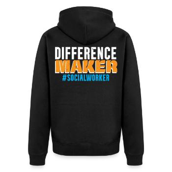 Difference Maker Sozialarbeiter Job Soziale Wohlfa - Unisex Premium Bio Zip Hoodie - Schwarz - Hinten - Nico (187cm)