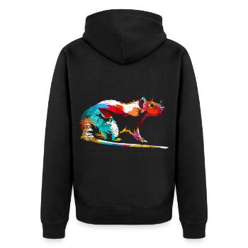 Pfiffige Ratte Großstadtbewohner - Unisex Premium Bio Zip Hoodie - Schwarz - Hinten - Nico (187cm)