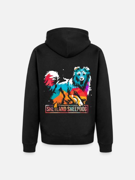 Wachsamer Sheltie Hütehundprofi - Unisex Premium Bio Zip Hoodie - Schwarz