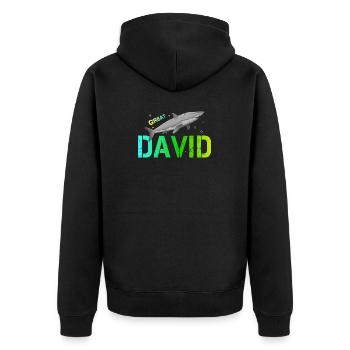 David - Unisex Premium Bio Zip Hoodie - Schwarz - Hinten - Nico (187cm)
