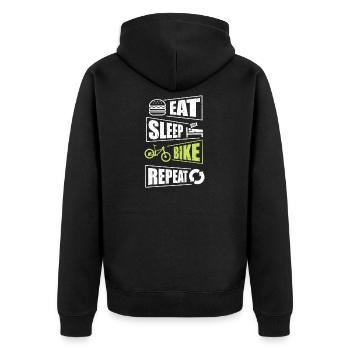EAT SLEEP BIKE REPEAT - Unisex Premium Bio Zip Hoodie - Schwarz - Hinten - Nico (187cm)