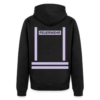 Feuerwehr Reflex Rücken - Unisex Premium Bio Zip Hoodie - Schwarz - Hinten - Nico (187cm)