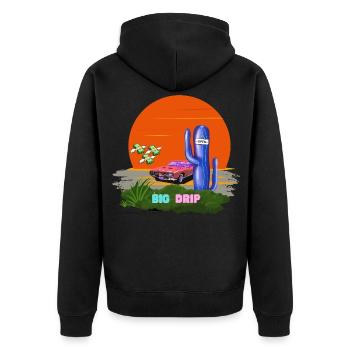 Drippin - Unisex Premium Bio Zip Hoodie - Schwarz - Hinten - Nico (187cm)