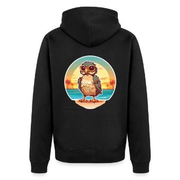 Hawk Lustige Karikatur Kawaii Strand Illustration - Unisex Premium Bio Zip Hoodie - Schwarz - Hinten - Nico (187cm)