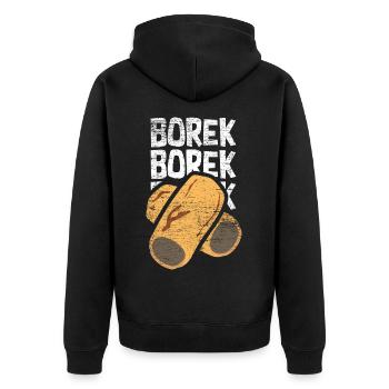 Knuspriges Borek Teigrolle - Unisex Premium Bio Zip Hoodie - Schwarz - Hinten - Nico (187cm)