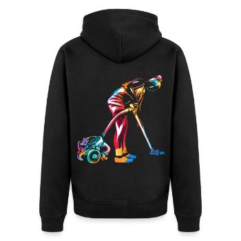 Fleißige Haushälterin Putzprofi - Unisex Premium Bio Zip Hoodie - Schwarz - Hinten - Nico (187cm)