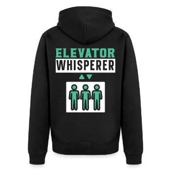 Aufzugflüsterer Installateur Bediener Aufzug - Unisex Premium Bio Zip Hoodie - Schwarz - Hinten - Nico (187cm)