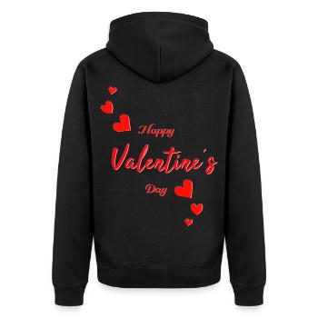 Valentine Happy Valentine - Unisex Premium Bio Zip Hoodie - Schwarz - Hinten - Nico (187cm)