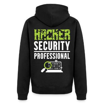 Hacker Security Professional - Unisex Premium Bio Zip Hoodie - Schwarz - Hinten - Nico (187cm)