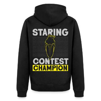 Staring Contest Champion Schuhschnabel Storch Walf - Unisex Premium Bio Zip Hoodie - Schwarz - Hinten - Nico (187cm)