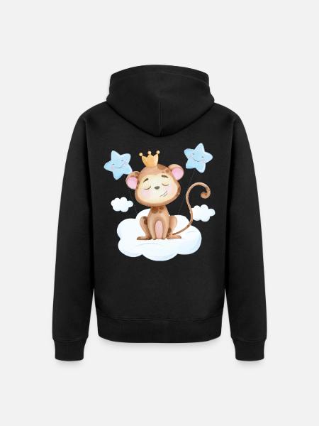 Süßes Affen Baby - Unisex Premium Bio Zip Hoodie - Schwarz