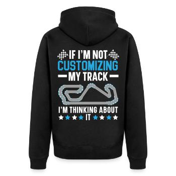 Wenn ich meine Bahn nicht anpasse, dann denke ich - Unisex Premium Bio Zip Hoodie - Schwarz - Hinten - Nico (187cm)