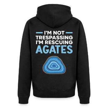 Ich bin kein Eindringling, ich rette Achate - Unisex Premium Bio Zip Hoodie - Schwarz - Hinten - Nico (187cm)