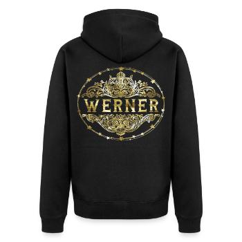 Werner - Unisex Premium Bio Zip Hoodie - Schwarz - Hinten - Nico (187cm)