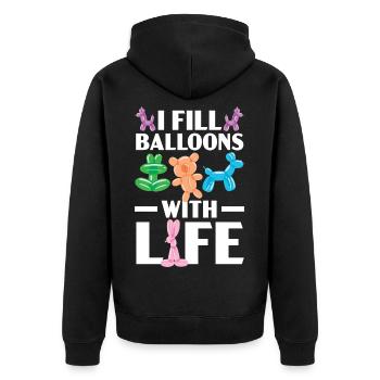 Ich fülle Ballons mit Leben Ballonmodellieren - Unisex Premium Bio Zip Hoodie - Schwarz - Hinten - Nico (187cm)