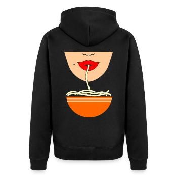 Pho Noodle Essen - Unisex Premium Bio Zip Hoodie - Schwarz - Hinten - Nico (187cm)
