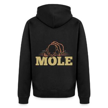 Flinker Maulwurf Gartenbewohner - Unisex Premium Bio Zip Hoodie - Schwarz - Hinten - Nico (187cm)