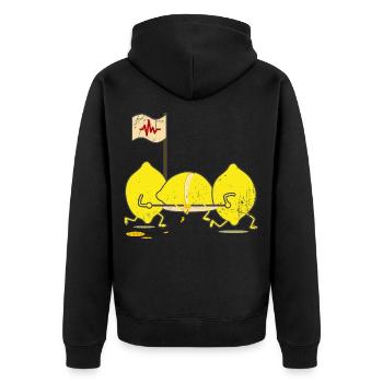 Erfrischende Notfall Limonade - Unisex Premium Bio Zip Hoodie - Schwarz - Hinten - Nico (187cm)