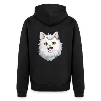 Laperm Katze Karikatur Aquarell Illustration - Unisex Premium Bio Zip Hoodie - Schwarz - Hinten - Nico (187cm)