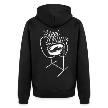 Leidenschaftliche Steelpan Steelband - Unisex Premium Bio Zip Hoodie - Schwarz - Hinten - Nico (187cm)