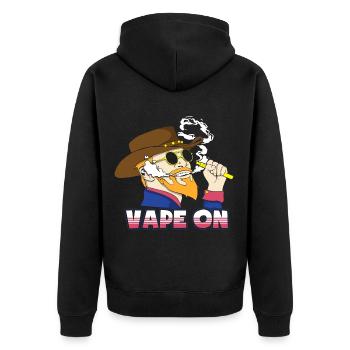 Vape On - Unisex Premium Bio Zip Hoodie - Schwarz - Hinten - Nico (187cm)