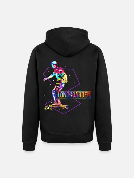 Waghalsiger Longboard Stuntfahrer - Unisex Premium Bio Zip Hoodie - Schwarz