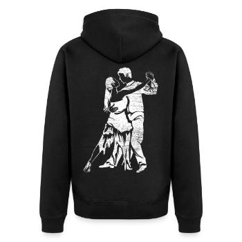 Extravagante Tango Tanzschule - Unisex Premium Bio Zip Hoodie - Schwarz - Hinten - Nico (187cm)