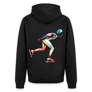Schwebende Schlittschuhläuferin Eisbahn - Unisex Premium Bio Zip Hoodie - Schwarz - Hinten - Nico (187cm)
